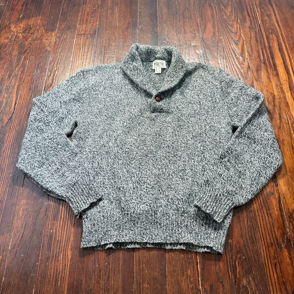 Vintage American Eagle Sweater Mens Large Gray‎ Wool Blend Mock Neck Button USA